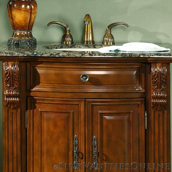 33" Bathroom Vanity Granite Top Single Sink 0206