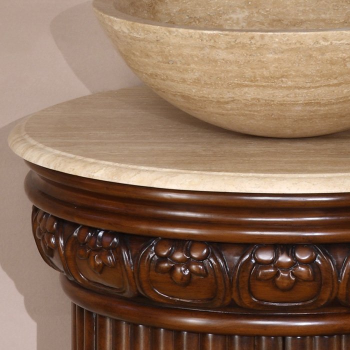 24" Maya Single Bathroom Travertine Stone Vessel Sink Top Vanity