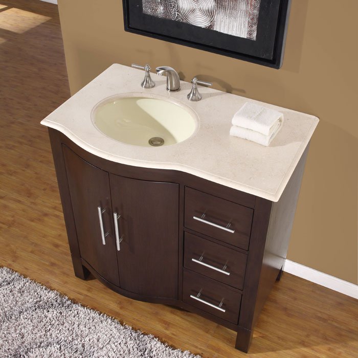 36" Kimberly WL Marble Stone Top Single Bathroom Vanity Left