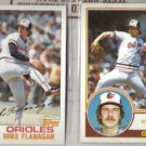 MIKE FLANAGAN (2) Card Lot:  1982 + 1983 Topps.  ORIOLES
