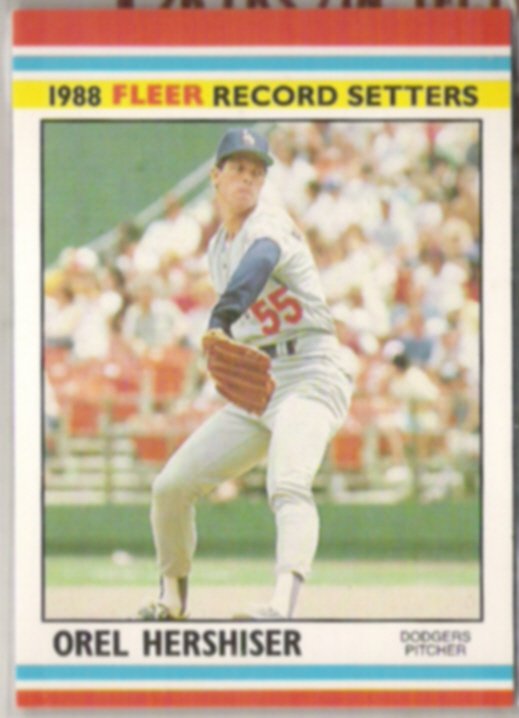 OREL HERSHISER 1988 Fleer Record Setters Odd 18. DODGERS