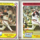 REGGIE JACKSON 1984 + 1985 Topps Drake's.  ANGELS