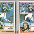 BAKE McBRIDE 1983 Topps + O-Pee-Chee.  INDIANS