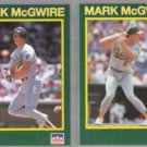 MARK McGWIRE (2) 1990 Starline Coca Cola #'s 11 + 9 of 40.  A's