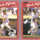 MARK McGWIRE (2) 1990 Donruss #697 + #185.  A's