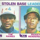 TIM RAINES 1982 Topps SB Leaders #164 w/ R. Henderson.  EXPOS