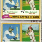 MIKE SCHMIDT (2) 1981 Topps #3 w/ Cooper.  PHILLIES