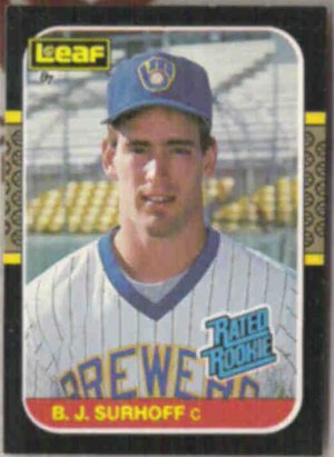 BJ SURHOFF 1987 Leaf Rated Rookie #28.  BREWERS