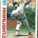 FERNANDO VALENZUELA 1982 Topps HL #6.  DODGERS
