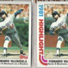 FERNANDO VALENZUELA (2) 1982 Topps HL #6.  DODGERS