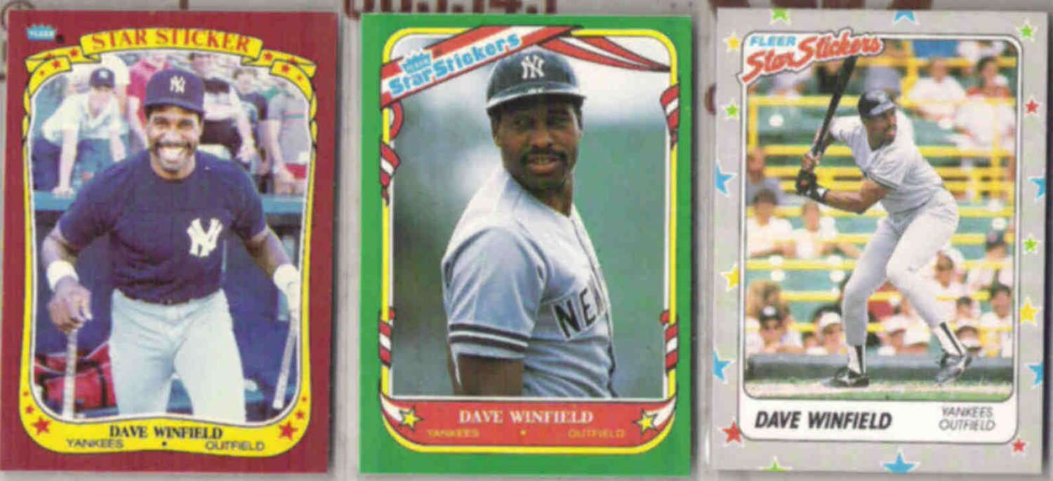 DAVE WINFIELD 1986, 1987 + 1988 Fleer Star Stickers. YANKEES