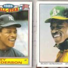 RICKEY HENDERSON 1986 Topps AS Glossy + 1990 Score DT.  NYY  A's
