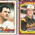 FRED LYNN 1990 Topps Ames + 1986 Fleer Sticker.  PADRES / ORIOLES