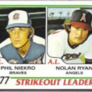 NOLAN RYAN 2011 Topps 1978 Reprint #206 w/ P. Niekro.  ANGELS