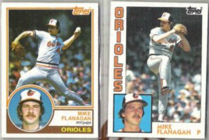 MIKE FLANAGAN 1983 + 1984 Topps.  ORIOLES