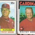WHITEY HERZOG 1984 Topps + 1986 Topps. CARDS