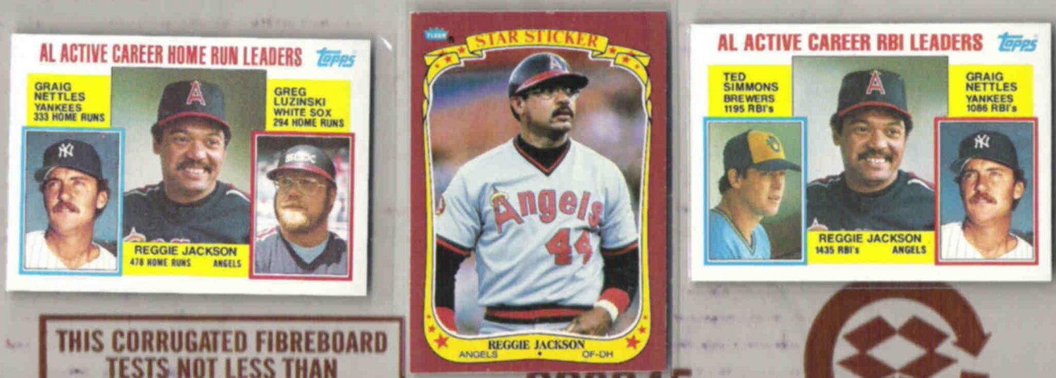 REGGIE JACKSON (3) Cards w/ 1984 Topps, 1986 Fleer Sticker. ANGELS