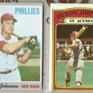 DERON JOHNSON 1970 + 1972 Topps.  PHILLIES