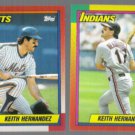 KEITH HERNANDEZ 1990 Topps #230 + 1990 Topps Traded #39T.  METS / INDIANS