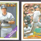 PAUL MOLITOR 1988 Topps #465 + 1989 Topps #110.  BREWERS