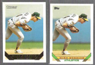 MIKE BORDICK 1993 Topps Gold Insert w/ sister #639.  A's