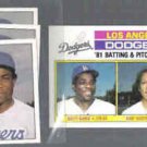 DUSTY BAKER (3) 1981 Topps mini Stickers #182 + 1982 Topps #311.  DODGERS