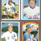 GARY CARTER (4) Card Off Center Lot (1977, 82, 85 + 86)  EXPOS / METS