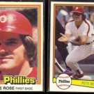 PETE ROSE 1981 #371 + 1982 Donruss #168.  PHILLIES