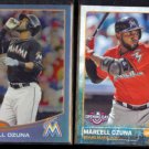 MARCELL OZUNA 2013 Topps Chrome Refractor RC #'d Insert 117/199 + 2015 Topps.  MARLINS