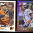 MANNY MACHADO 2013 Topps RC #270 + ADAM JONES 2015 Topps Foil #19.  ORIOLES