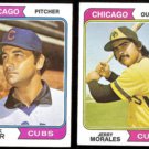 CUBS (2) Card 1974 Topps Lot w/ JACK AKER + JERRY MORALES.