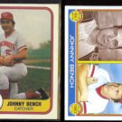 JOHNNY BENCH 1981 Fleer #196 + 1983 Topps #61.  REDS