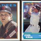 JOHN KRUK 1988 Topps #596 + 1988 Score Young Stars #17 of 40.  PADRES