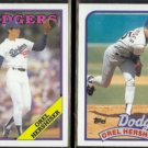 OREL HERSHISER 1988 Topps #40 + 1989 Topps #550.   DODGERS