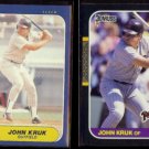 JOHN KRUK 1986 Fleer Update Rookie #U-61 + 1987 Donruss #328.  PADRES