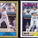 MIKE SCIOSCIA 1987 Topps #144 + 1988 Topps #225.  DODGERS