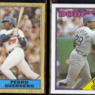 PEDRO GUERRERO 1987 Topps #360 + 1988 Topps #50.  DODGERS