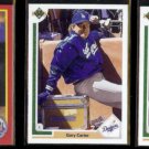 GARY CARTER (3) Card Lot 1990 Score + (2) 1991 Upper Deck.  METS / DODGERS / GIANTS