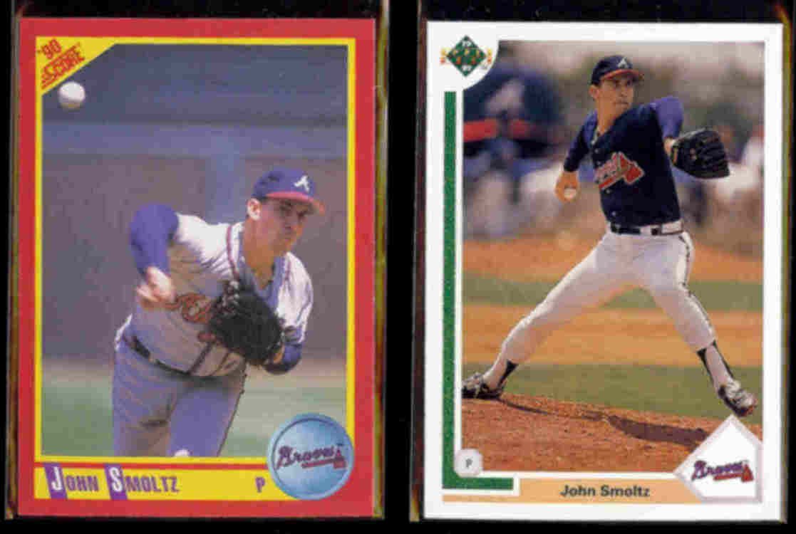 JOHN SMOLTZ 1990 Score #370 + 1991 Upper Deck #264. BRAVES