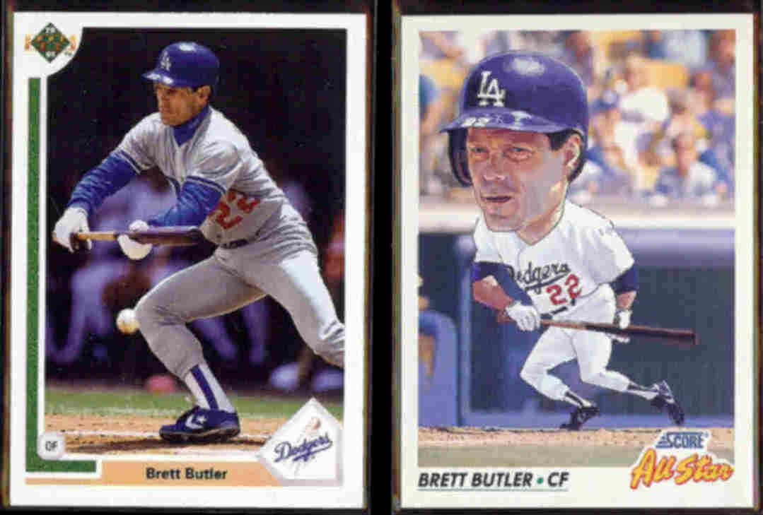 BRETT BUTLER 1991 Upper Deck 732 + 1992 Score 778. DODGERS