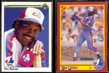 TIM RAINES 1990 Upper Deck #177 + 1990 Score #409.  EXPOS