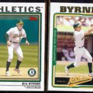 ERIC BYRNES 2004 Topps #263 + 2005 Topps #37.  A's
