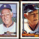 SPARKY ANDERSON 1991 Topps #519 + 1992 Topps #381.  TIGERS