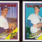 AL LEITER (2) Different 1988 Topps Future Stars #18.  YANKEES
