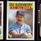 DAN QUISENBERRY (3) Card Lot w/ Odd (1985 - 1987).  ROYALS