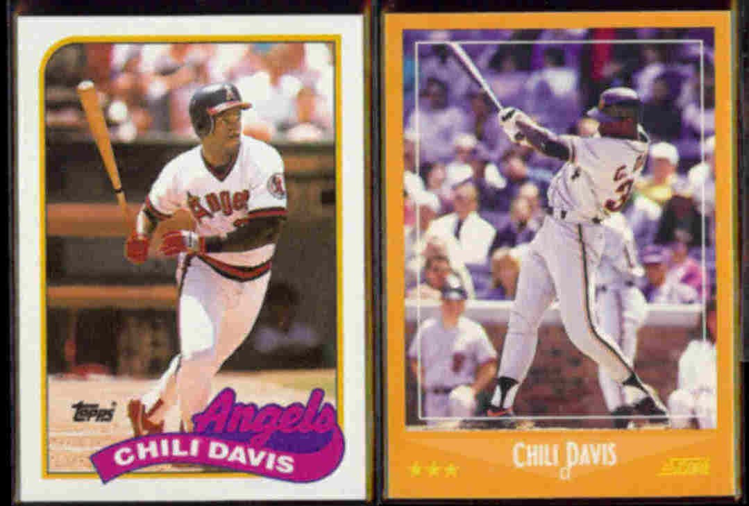 CHILI DAVIS 1989 Topps 525 + 1988 Score 605. ANGELS / GIANTS