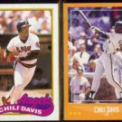 CHILI DAVIS 1989 Topps #525 + 1988 Score #605.  ANGELS / GIANTS