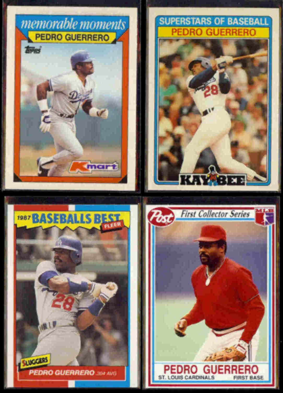 PEDRO GUERRERO (4) Card Odd Ball Lot (1987, 1988 + 1990). DODGERS / CARDS