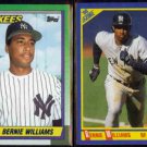 BERNIE WILLIAMS Rookies 1990 Topps #701 + 1990 Score #619.  YANKEES