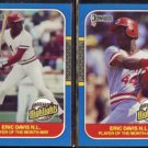ERIC DAVIS 1987 Donruss Blue #8 + #3.  REDS / Glossy